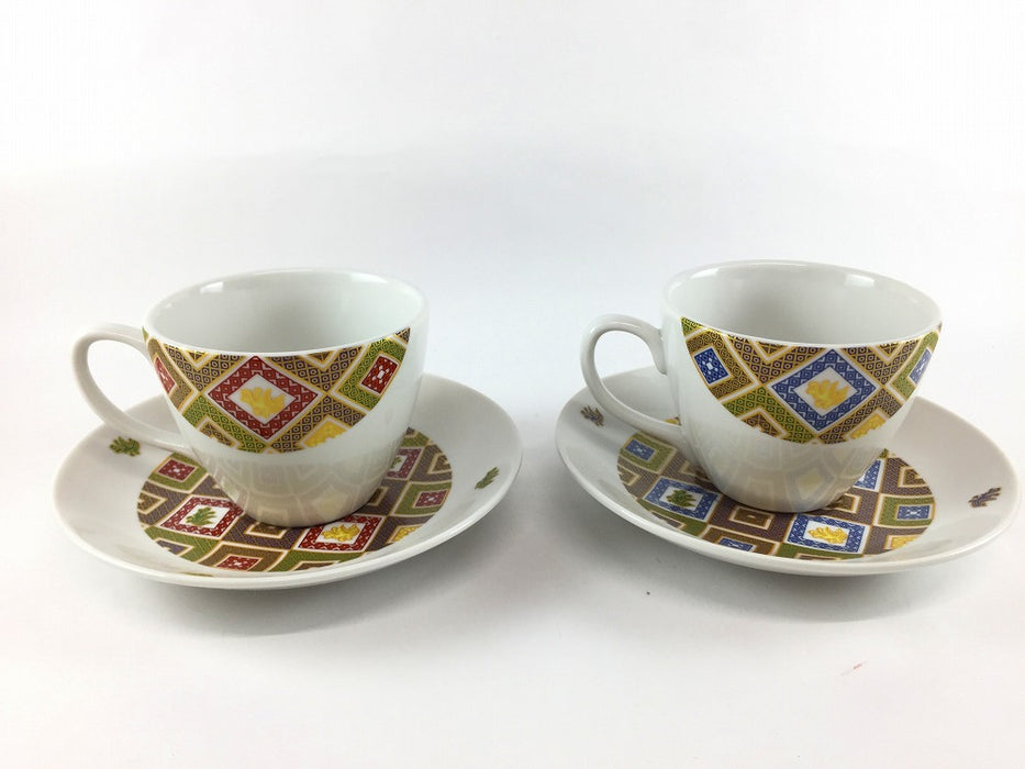 ペアコーヒー　金彩石畳　220cc　九谷焼(j.R)