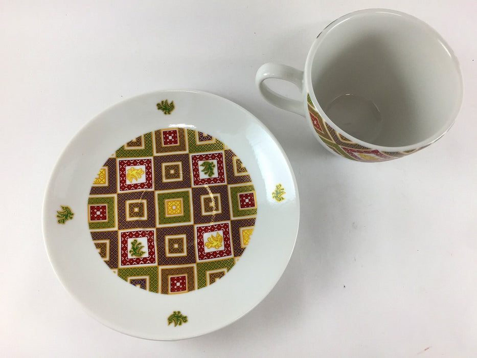 ペアコーヒー　金彩石畳　220cc　九谷焼(j.R)