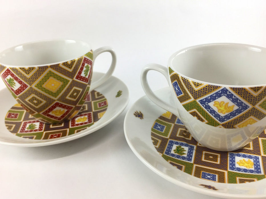 ペアコーヒー　金彩石畳　220cc　九谷焼(j.R)