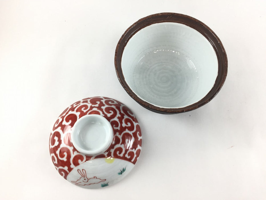 【SALE】赤唐草兎蓋物　12cm　有田焼【訳あり】