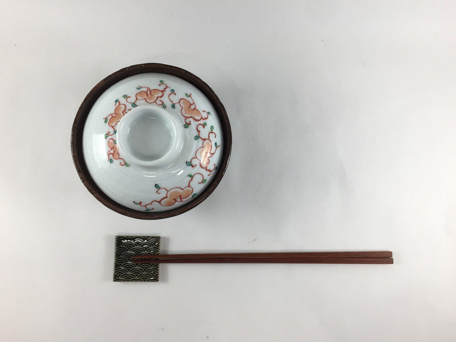 【SALE】土もの風蓋物(うず花)　12cm　有田焼【訳あり】