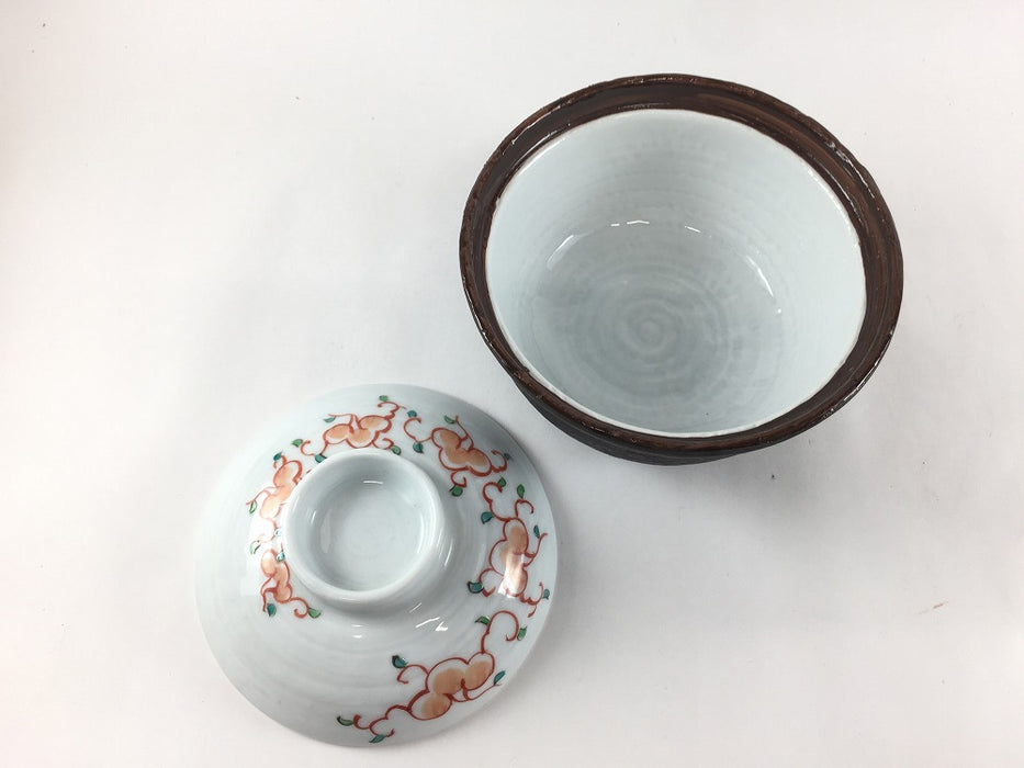 【SALE】土もの風蓋物(うず花)　12cm　有田焼【訳あり】