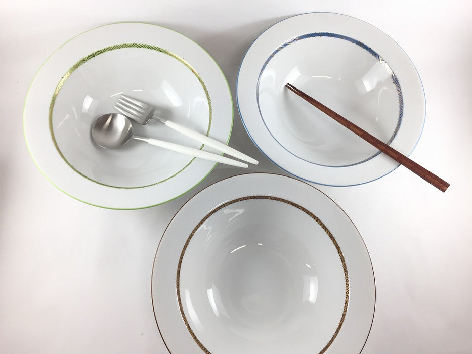 【SALE】リム23.5cm鉢　(緑金彩/青金彩/茶金彩)　有田焼(j.R)【訳あり】