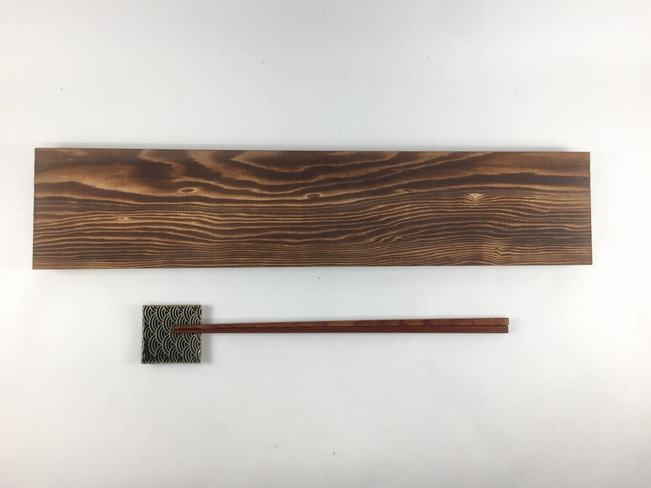 【SALE】細長木製台.焼杉　38cm　国産【訳あり】