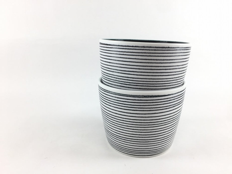 蕎麦猪口8.5cm黒象嵌筋　(内黒/内白)　有田焼李荘窯(j.R)