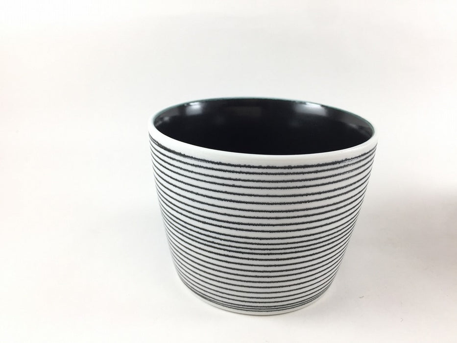 蕎麦猪口8.5cm黒象嵌筋　(内黒/内白)　有田焼李荘窯(j.R)