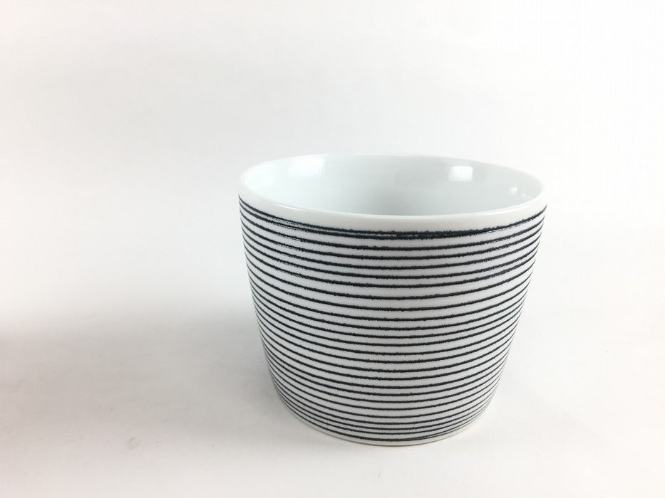 蕎麦猪口8.5cm黒象嵌筋　(内黒/内白)　有田焼李荘窯(j.R)