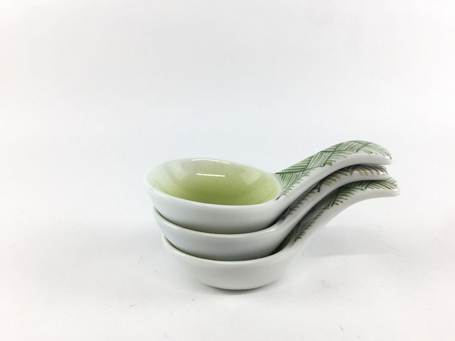 スプーン珍味.緑　9cm　有田焼(j.R)