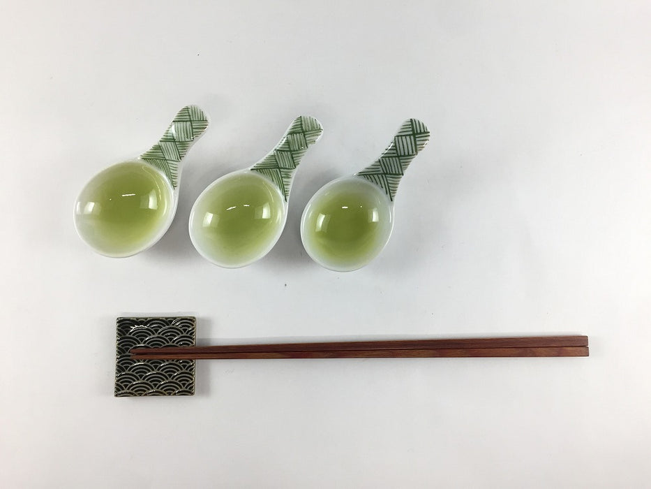 スプーン珍味.緑　9cm　有田焼(j.R)