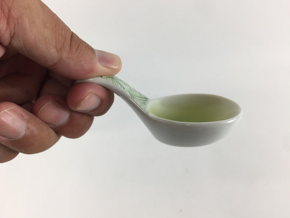 スプーン珍味.緑　9cm　有田焼(j.R)