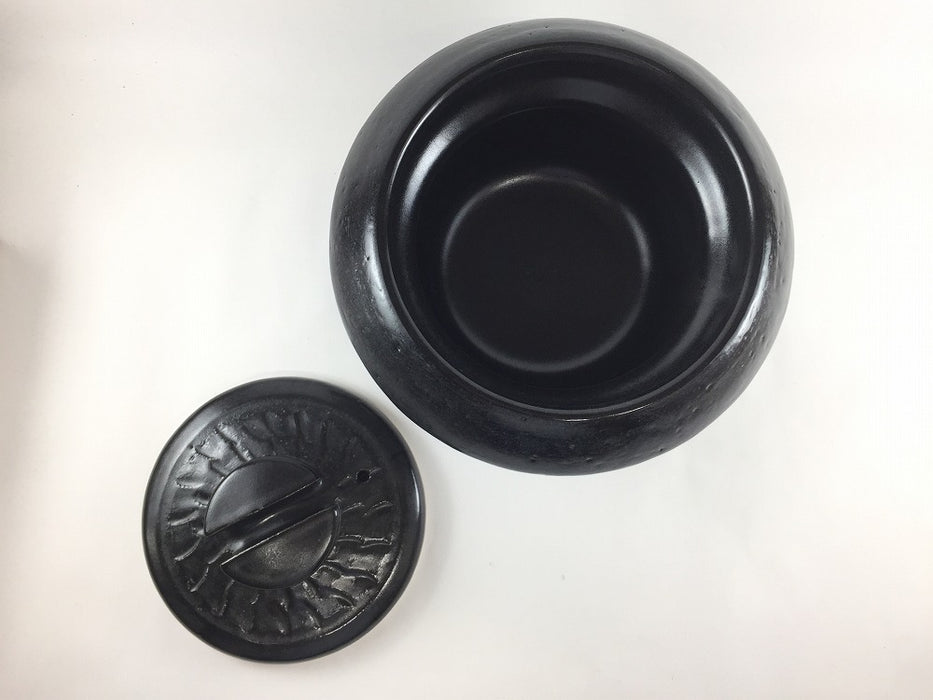 2合御飯羽釜.漆黒　22cm　有田焼(j.R)