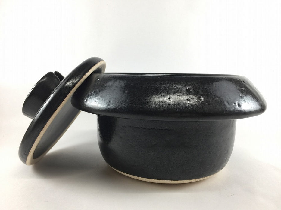 2合御飯羽釜.漆黒　22cm　有田焼(j.R)