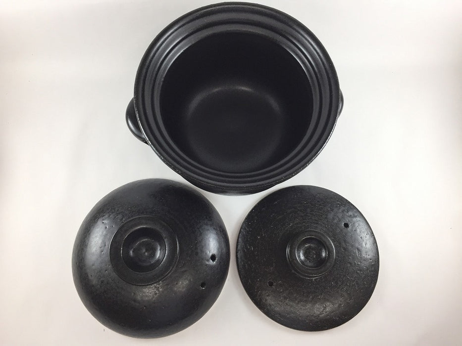 3合ご飯鍋.新黒　24cm(H18cm)　有田焼(j.R)