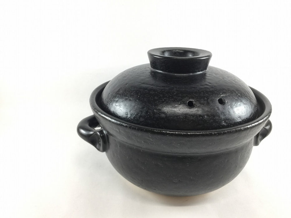 【直火可】2合ご飯鍋.新黒　24cm(H15.5cm)　有田焼(j.R)