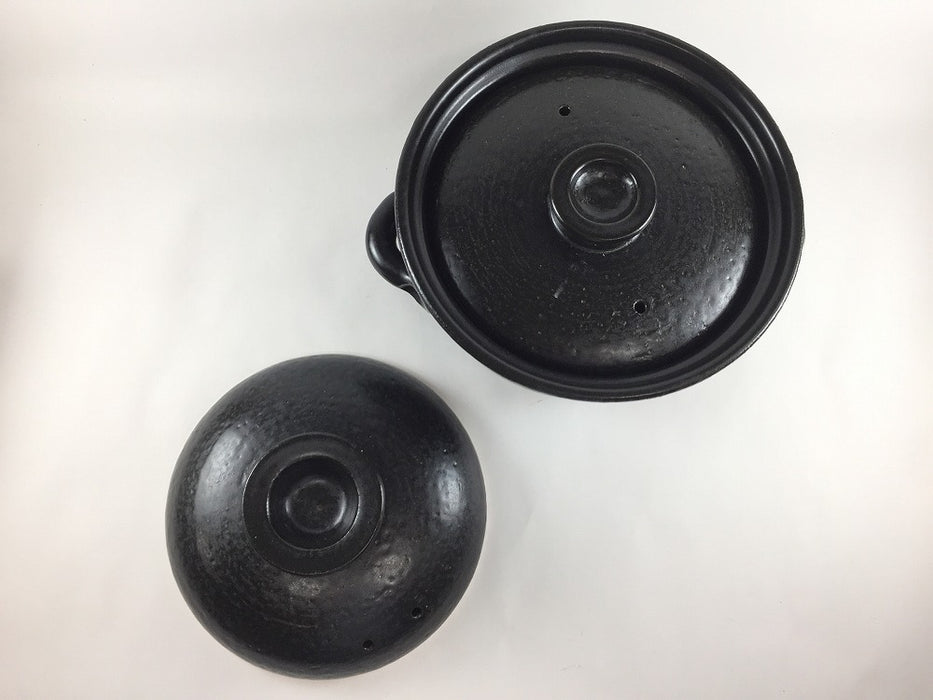 【直火可】2合ご飯鍋.新黒　24cm(H15.5cm)　有田焼(j.R)