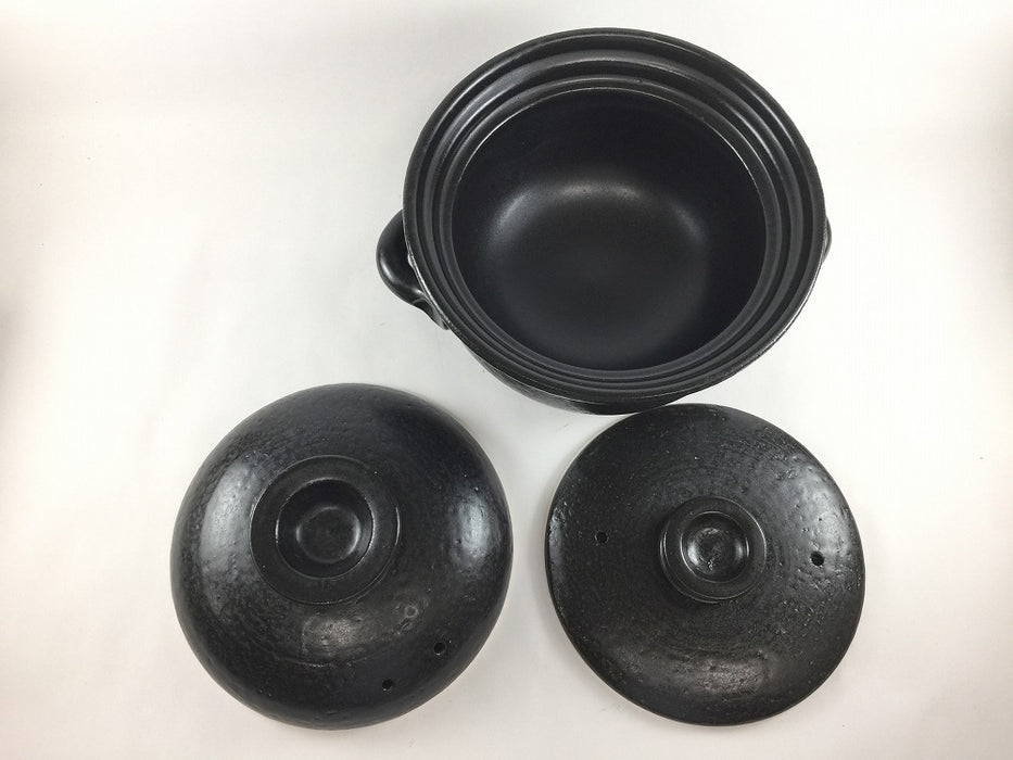 【直火可】2合ご飯鍋.新黒　24cm(H15.5cm)　有田焼(j.R)