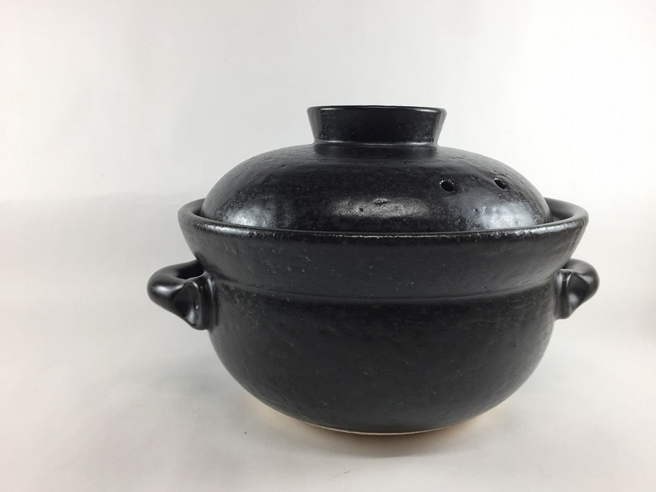 【直火可】2合ご飯鍋.新黒　24cm(H15.5cm)　有田焼(j.R)
