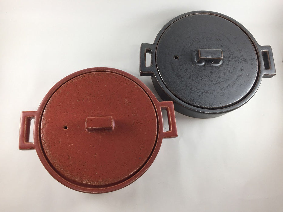 【直火可】23cm角ツマミ洋風浅鍋　黒　1000cc　有田焼(j.R)