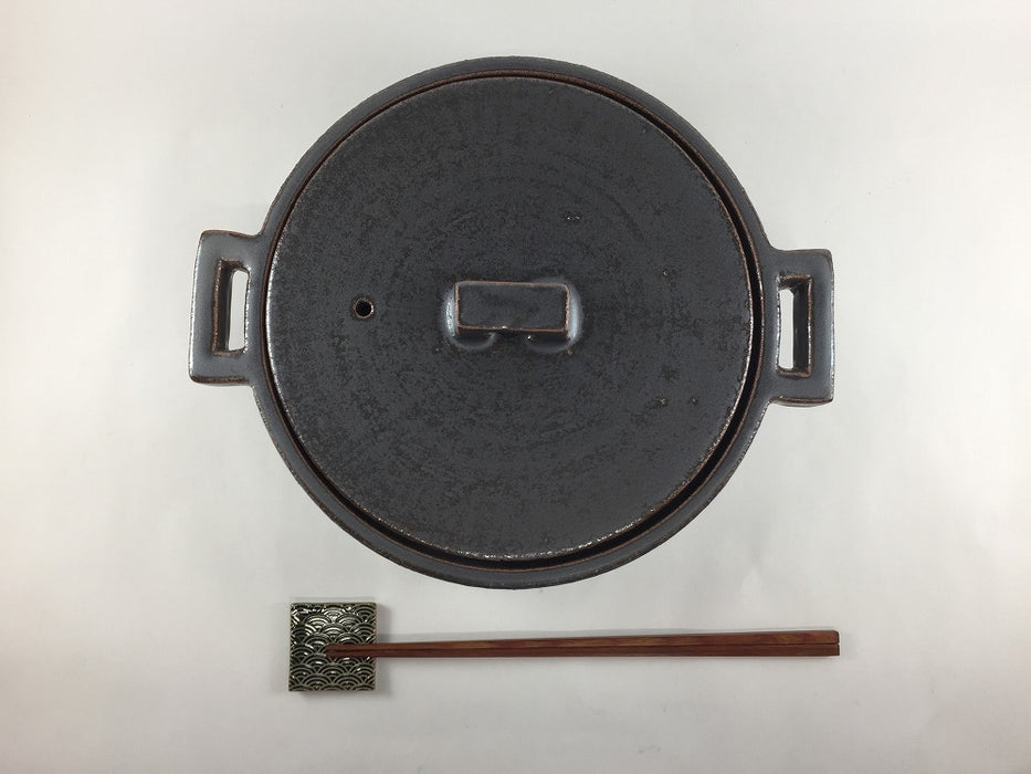 【直火可】23cm角ツマミ洋風浅鍋　黒　1000cc　有田焼(j.R)