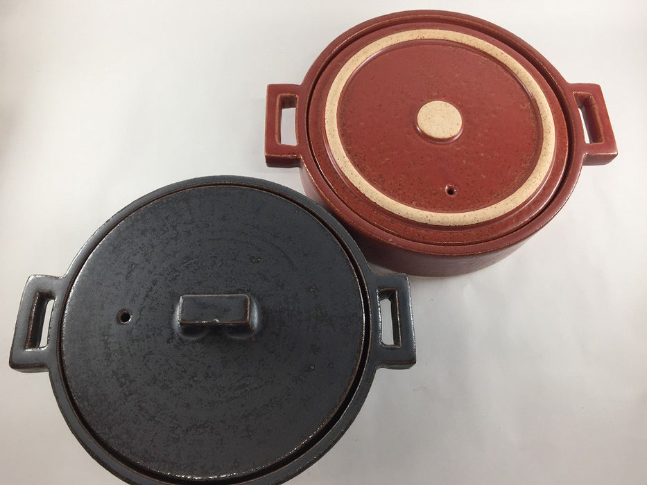 【直火可】23cm角ツマミ洋風浅鍋　黒　1000cc　有田焼(j.R)