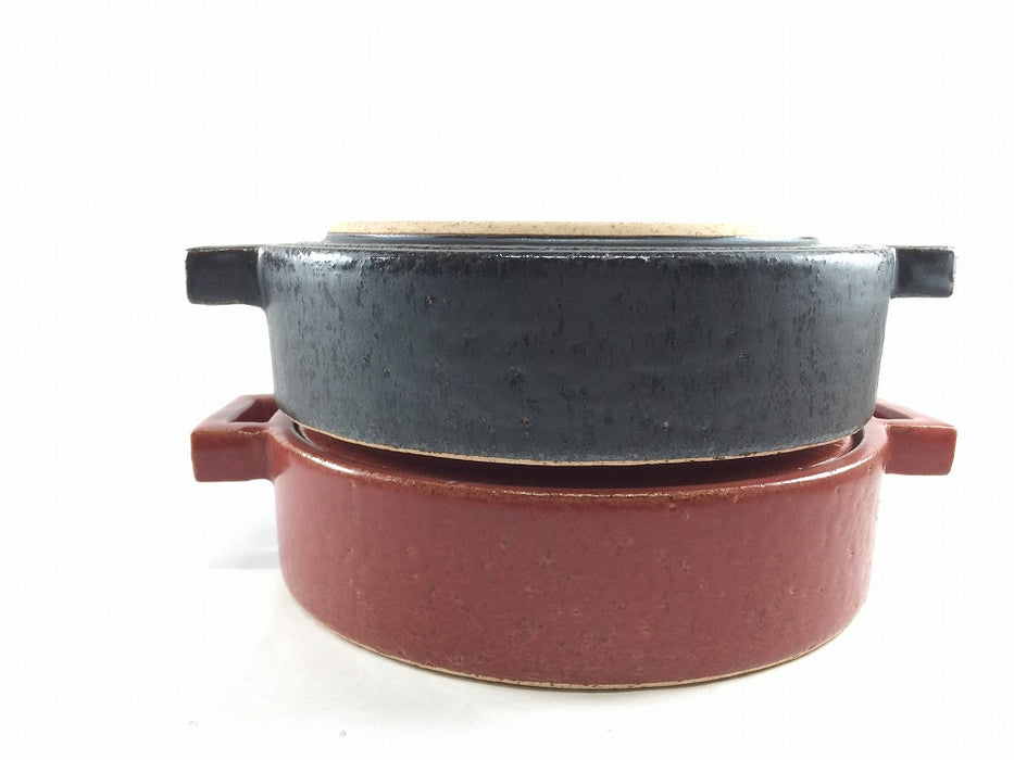 【直火可】23cm角ツマミ洋風浅鍋　黒　1000cc　有田焼(j.R)