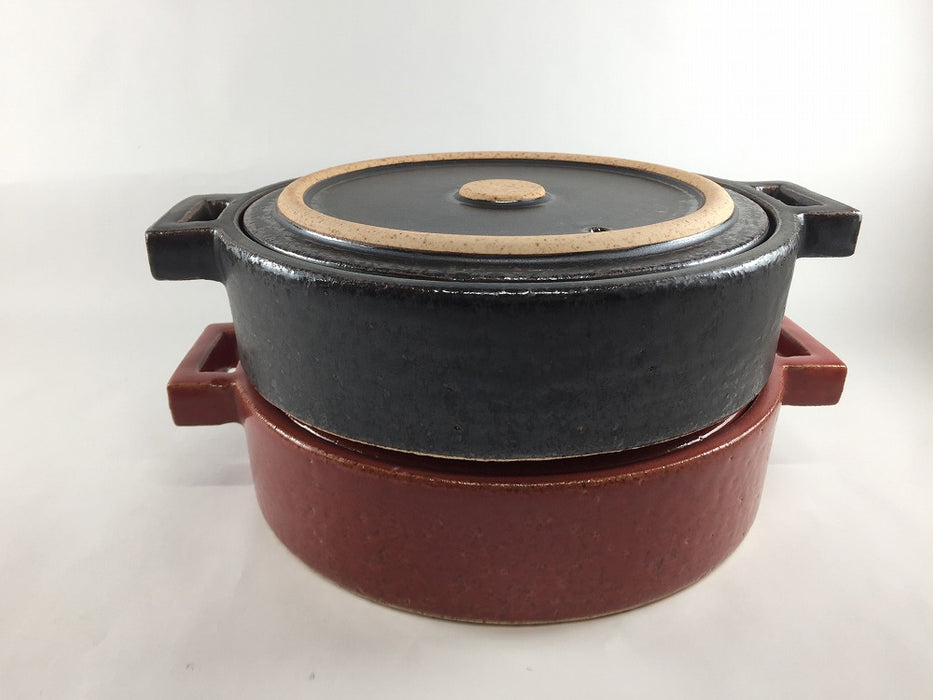 【直火可】23cm角ツマミ洋風浅鍋　黒　1000cc　有田焼(j.R)