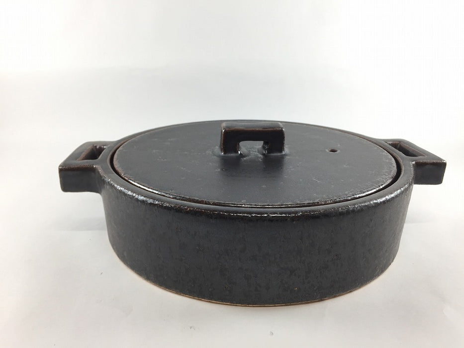 【直火可】23cm角ツマミ洋風浅鍋　黒　1000cc　有田焼(j.R)