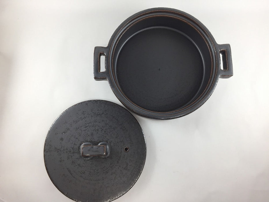 【直火可】23cm角ツマミ洋風浅鍋　黒　1000cc　有田焼(j.R)