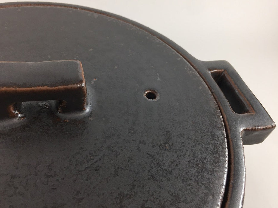 【直火可】23cm角ツマミ洋風浅鍋　黒　1000cc　有田焼(j.R)