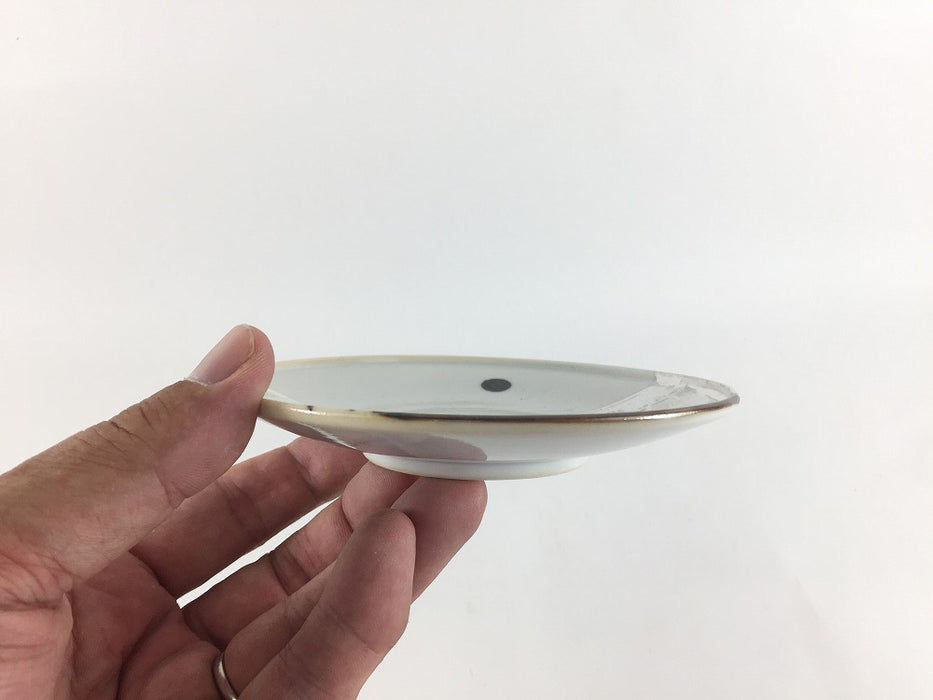 銀彩4寸皿　網絵/菊文/雷文/山絵/波千鳥/荒波　12cm　伊万里焼(j.R)