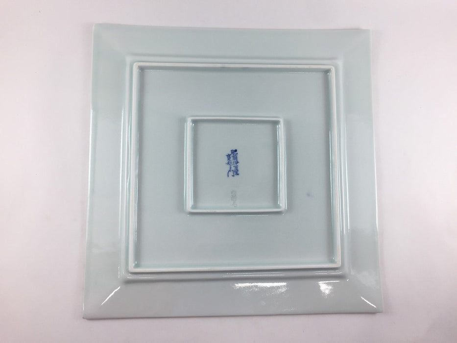 28cm正角大皿.染付波兎　伊万里焼(j.R)