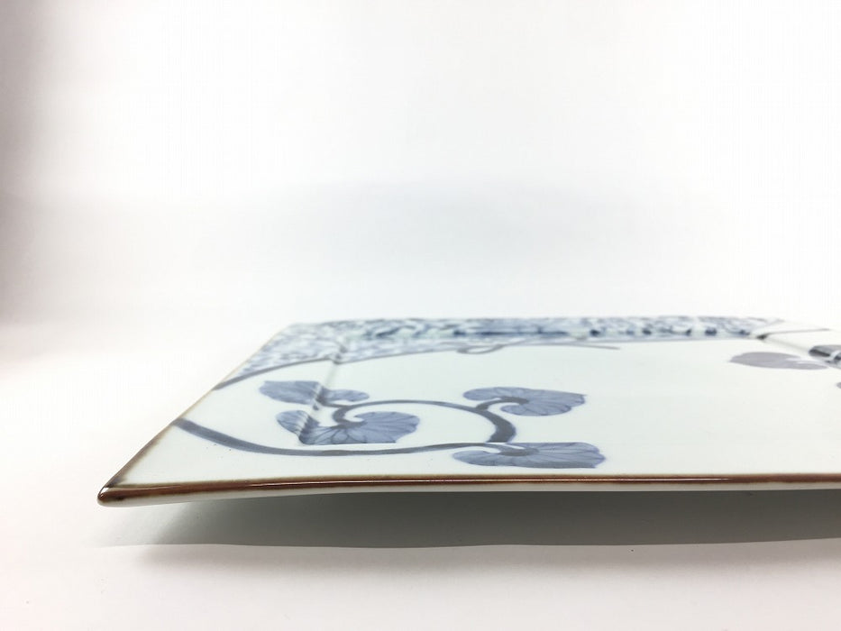 28cm正角大皿.染付結び絵　伊万里焼(j.R)