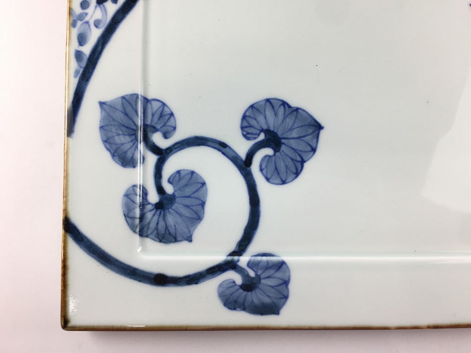 28cm正角大皿.染付結び絵　伊万里焼(j.R)