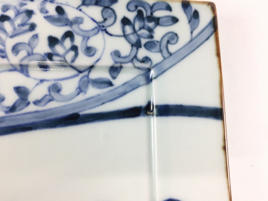 28cm正角大皿.染付結び絵　伊万里焼(j.R)