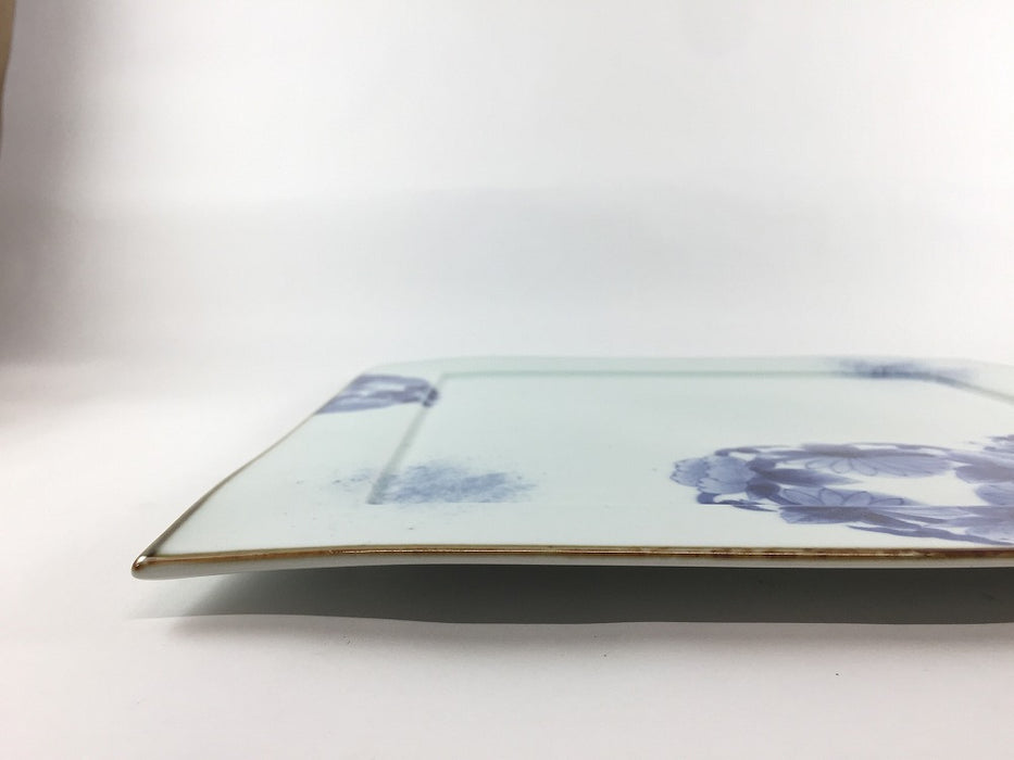 28cm正角大皿.染付四君子　伊万里焼(j.R)