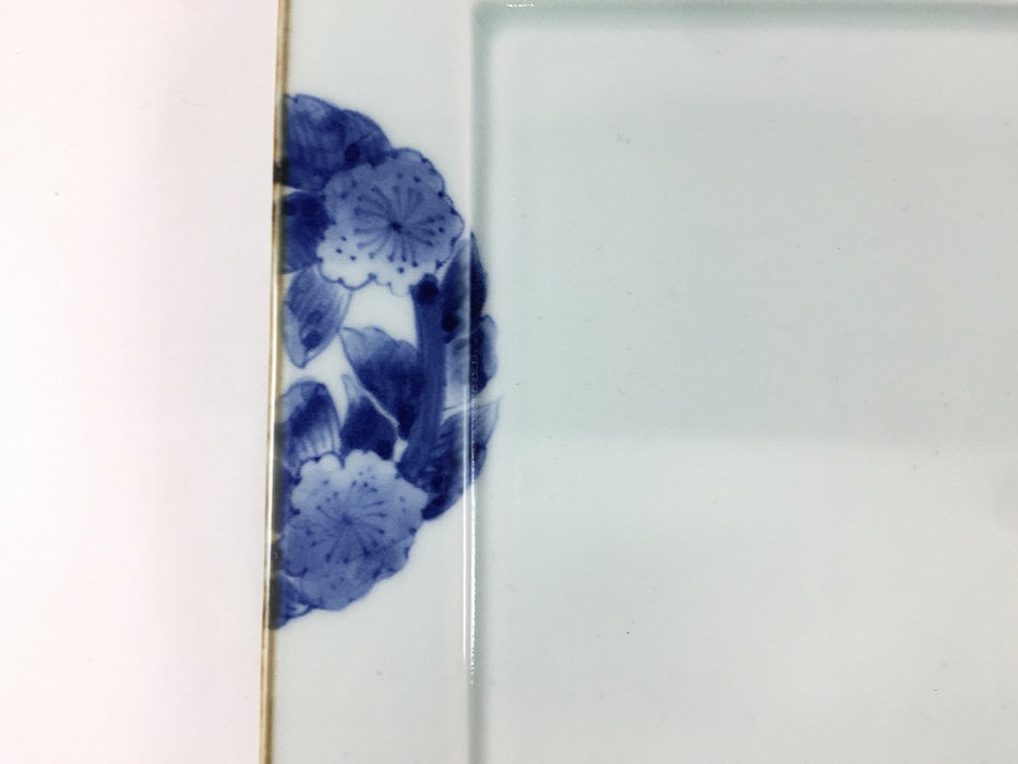 28cm正角大皿.染付四君子　伊万里焼(j.R)