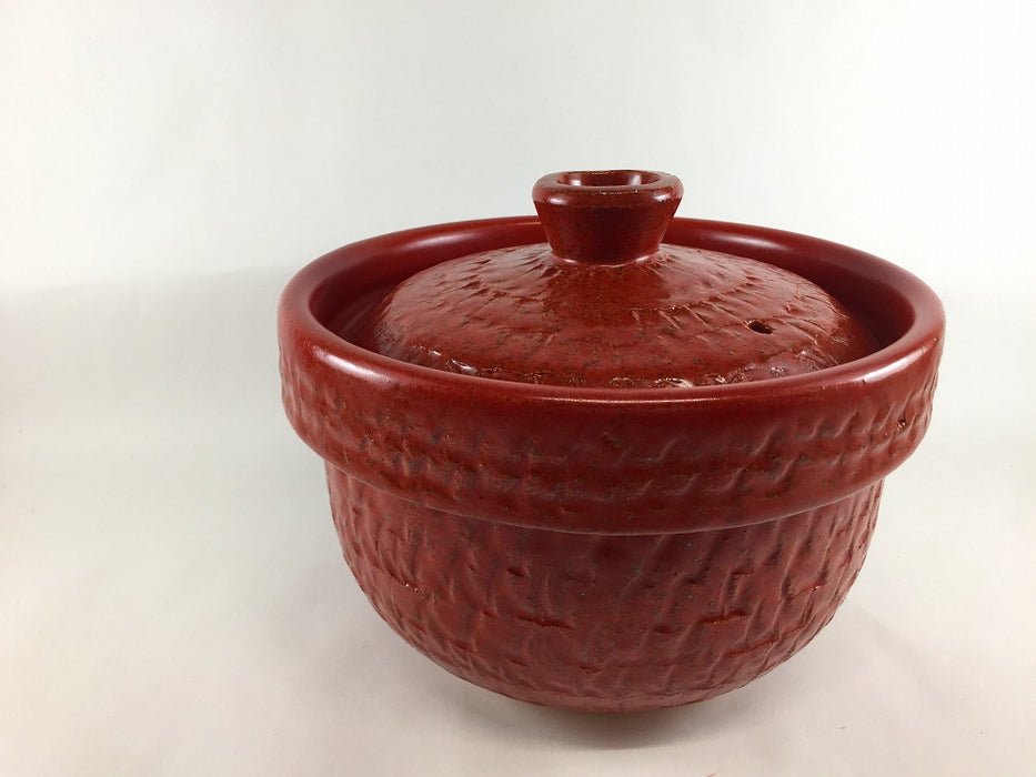 【SALE】【直火可】3合飛び鉋彫ご飯鍋.赤楽　21cm　有田焼【訳あり】