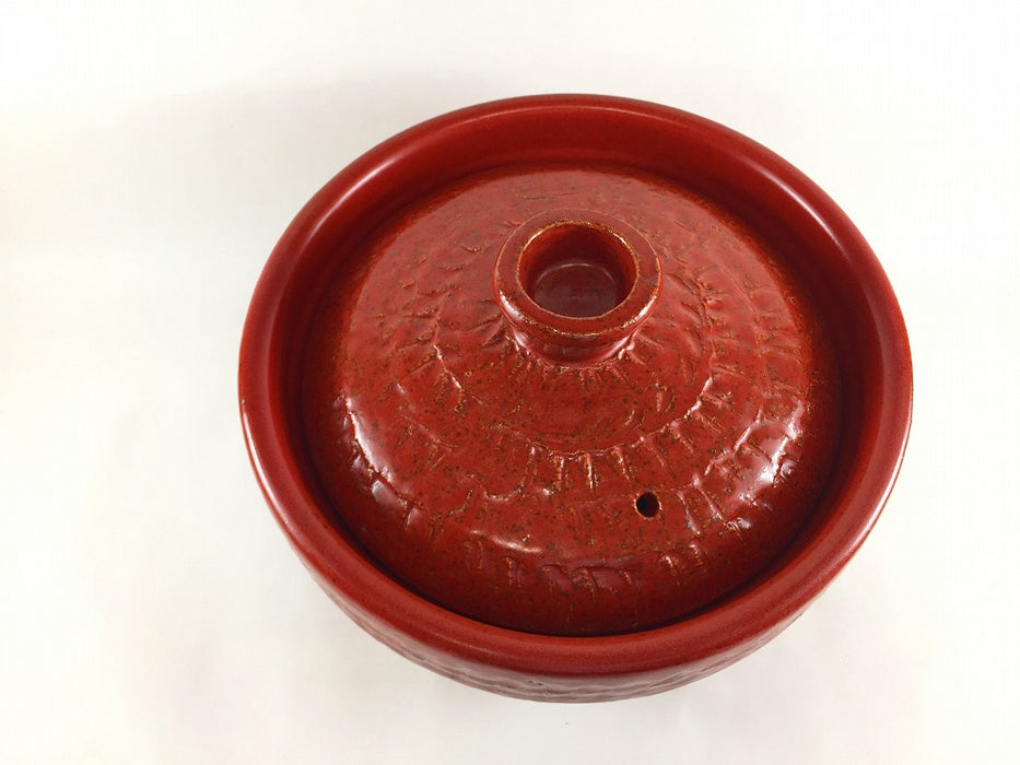 【SALE】【直火可】3合飛び鉋彫ご飯鍋.赤楽　21cm　有田焼【訳あり】