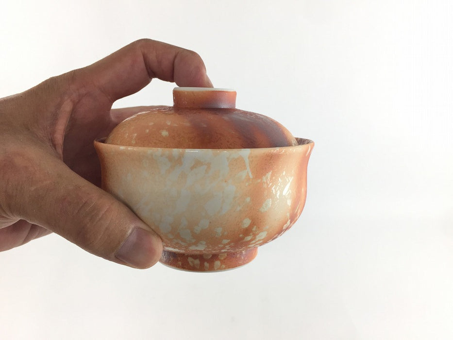 11cm福蓋物.緋赤彩　有田焼弥源次窯(j.R)