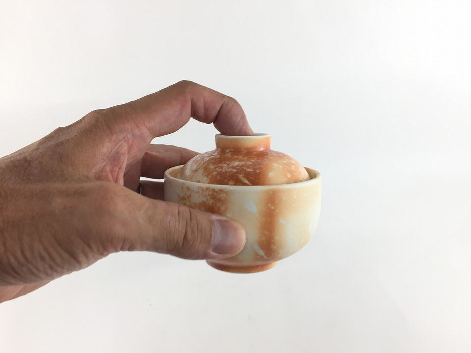 9cmミニ丸蓋物.緋赤彩　有田焼弥源次窯(j.R)