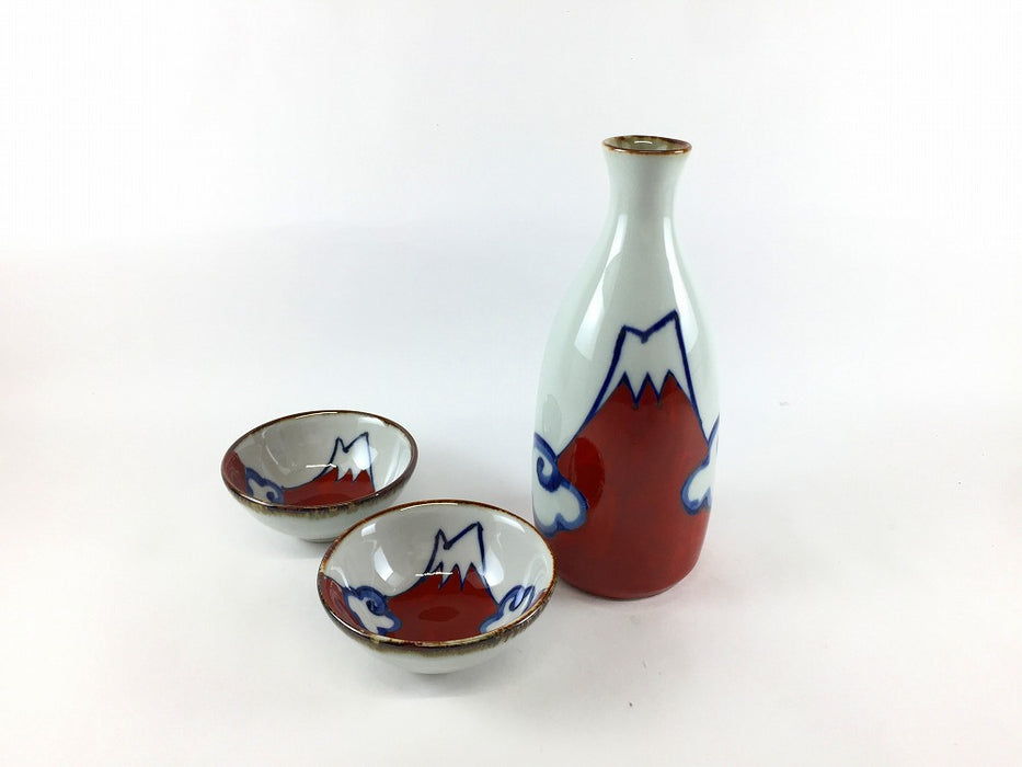 富岳(赤)　徳利　320cc　波佐見焼(j.R)