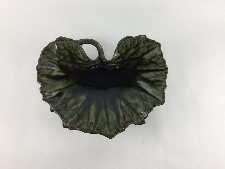 ツワ型向付(小)　黒緑　17.5cm　有田焼福泉窯(j.R)