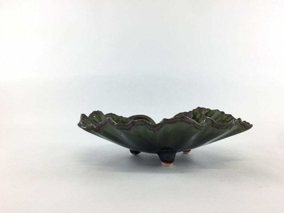 ツワ型向付(小)　黒緑　17.5cm　有田焼福泉窯(j.R)