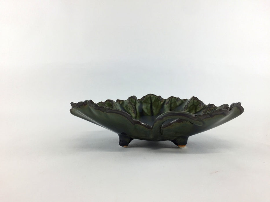 ツワ型向付(小)　黒緑　17.5cm　有田焼福泉窯(j.R)