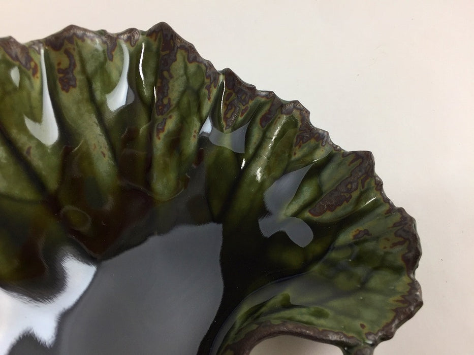 ツワ型向付(小)　黒緑　17.5cm　有田焼福泉窯(j.R)