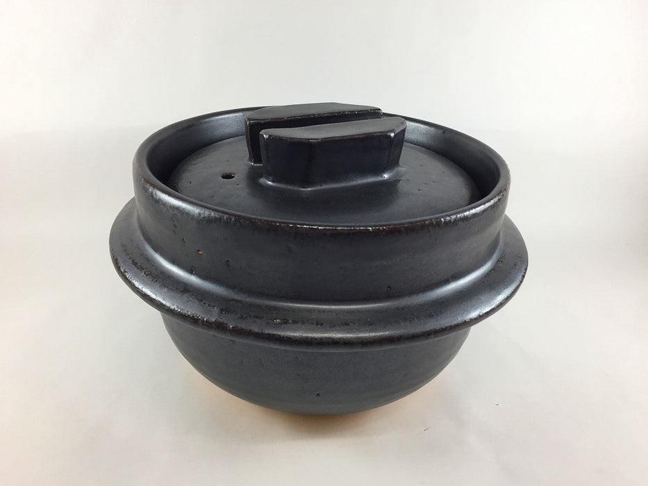 【直火可】3合用羽釜鍋　黒　24.5cm　有田焼(j.R)