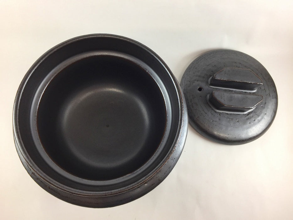 【直火可】3合用羽釜鍋　黒　24.5cm　有田焼(j.R)