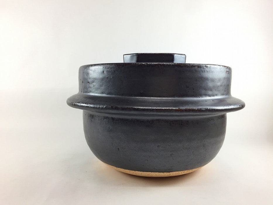 【直火可】3合用羽釜鍋　黒　24.5cm　有田焼(j.R)