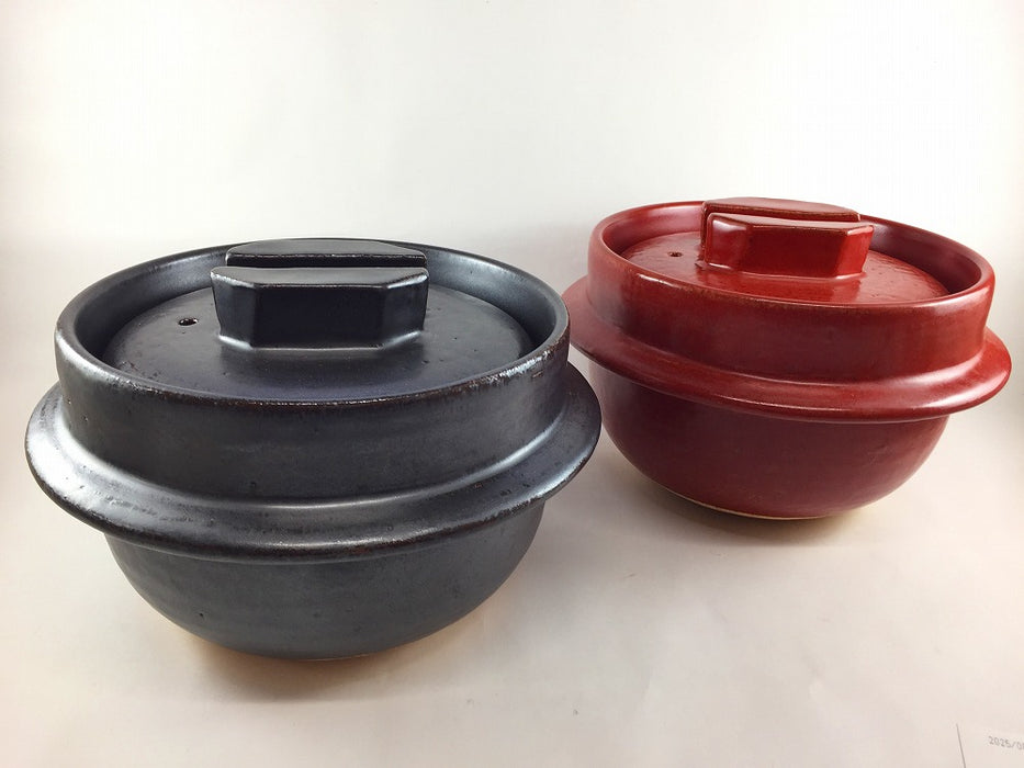 【直火可】3合用羽釜鍋　赤楽　24.5cm　有田焼(j.R)