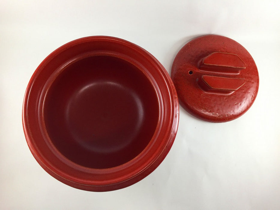 【直火可】3合用羽釜鍋　赤楽　24.5cm　有田焼(j.R)